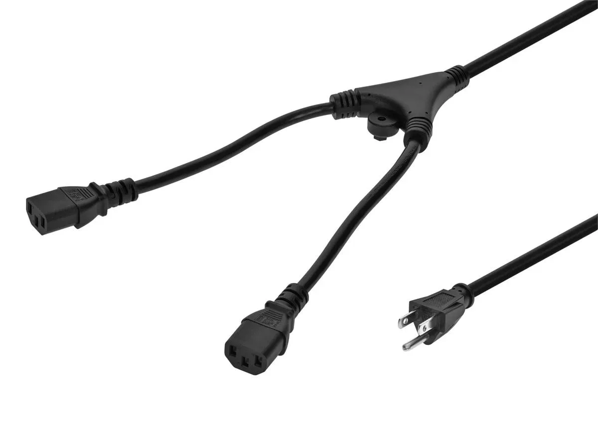 Monoprice Inc. Monoprice 141089 power extension cord splitter 0.9144 m NEMA 5-15P to 2x IEC 60320 C13 18AWG 10A 100-250 VAC — product photo
