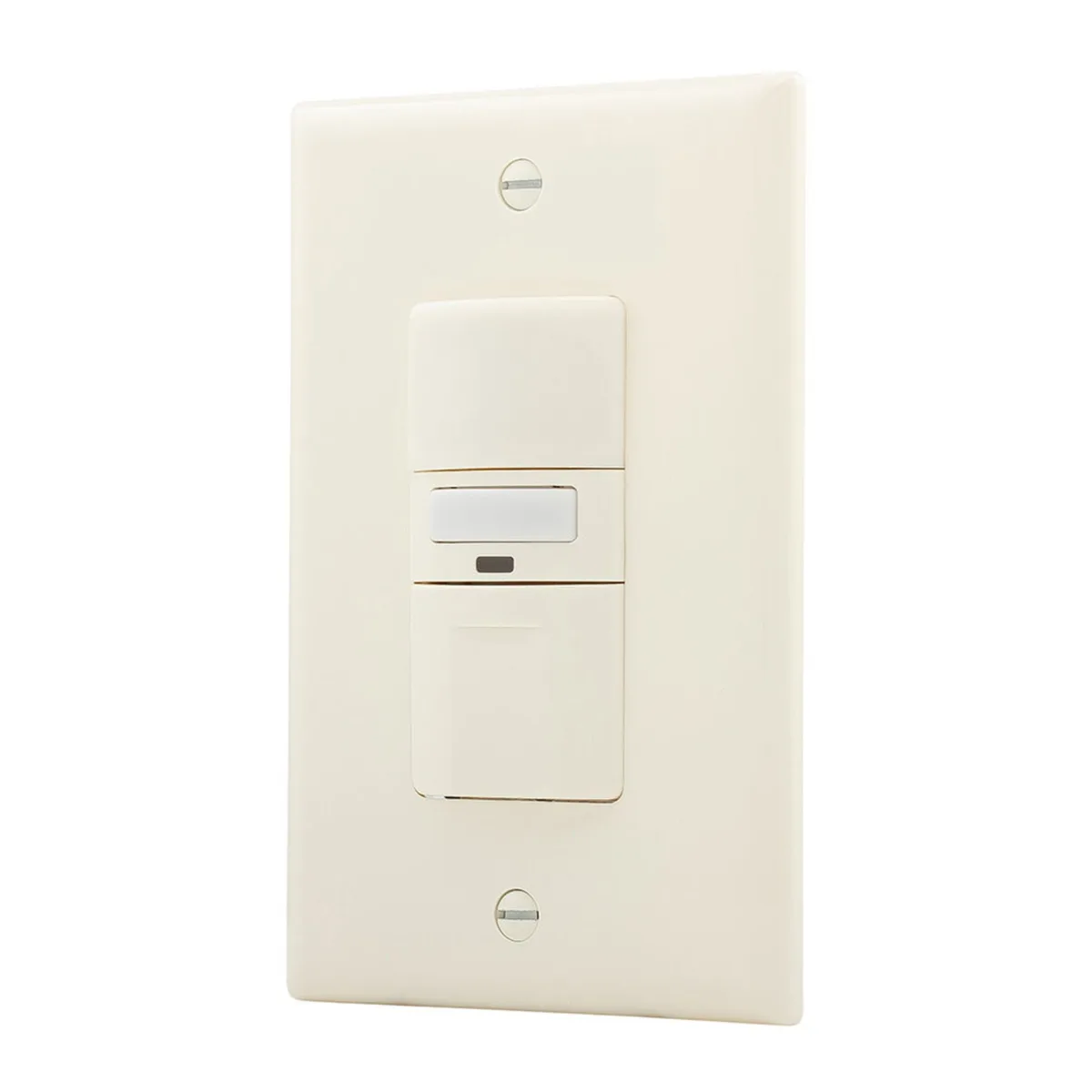 Almond dual vacancy sensor switch with nightlight, rectangular wall plate, matte finish