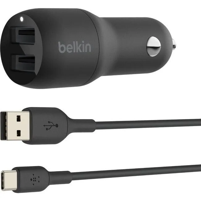 Belkin Belkin BOOST CHARGE Auto Adapter 24 W dual USB-A 1 m cable — product photo