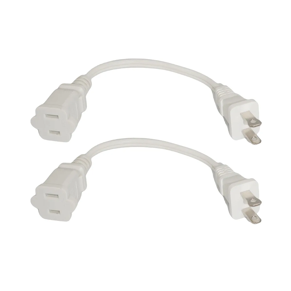  Yilespq 8 in Power Extension Cord 18AWG 10A 125V White 2 Pack — product photo