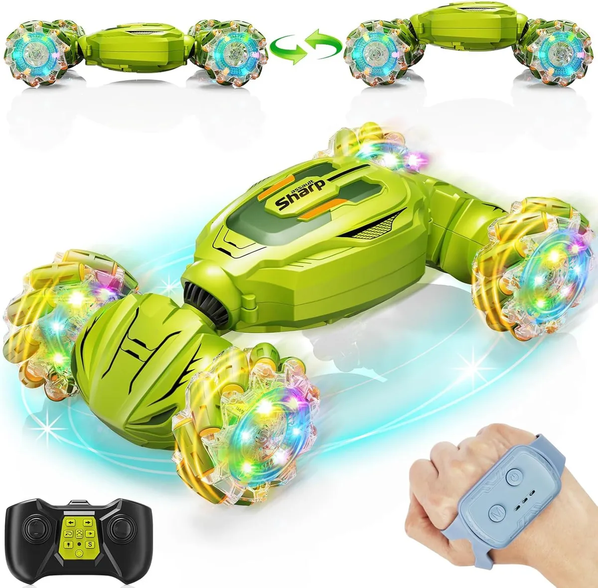 usbroway usbroway Gesture Sensing RC Stunt Car 2.4GHz 360° Green toy — product photo