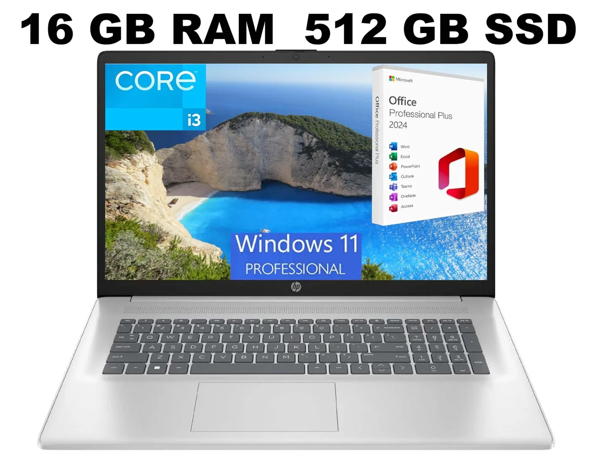 HP HP 17 laptop Core i3-1215U 16GB 512GB 17.3" FHD Windows 11 Pro — product photo