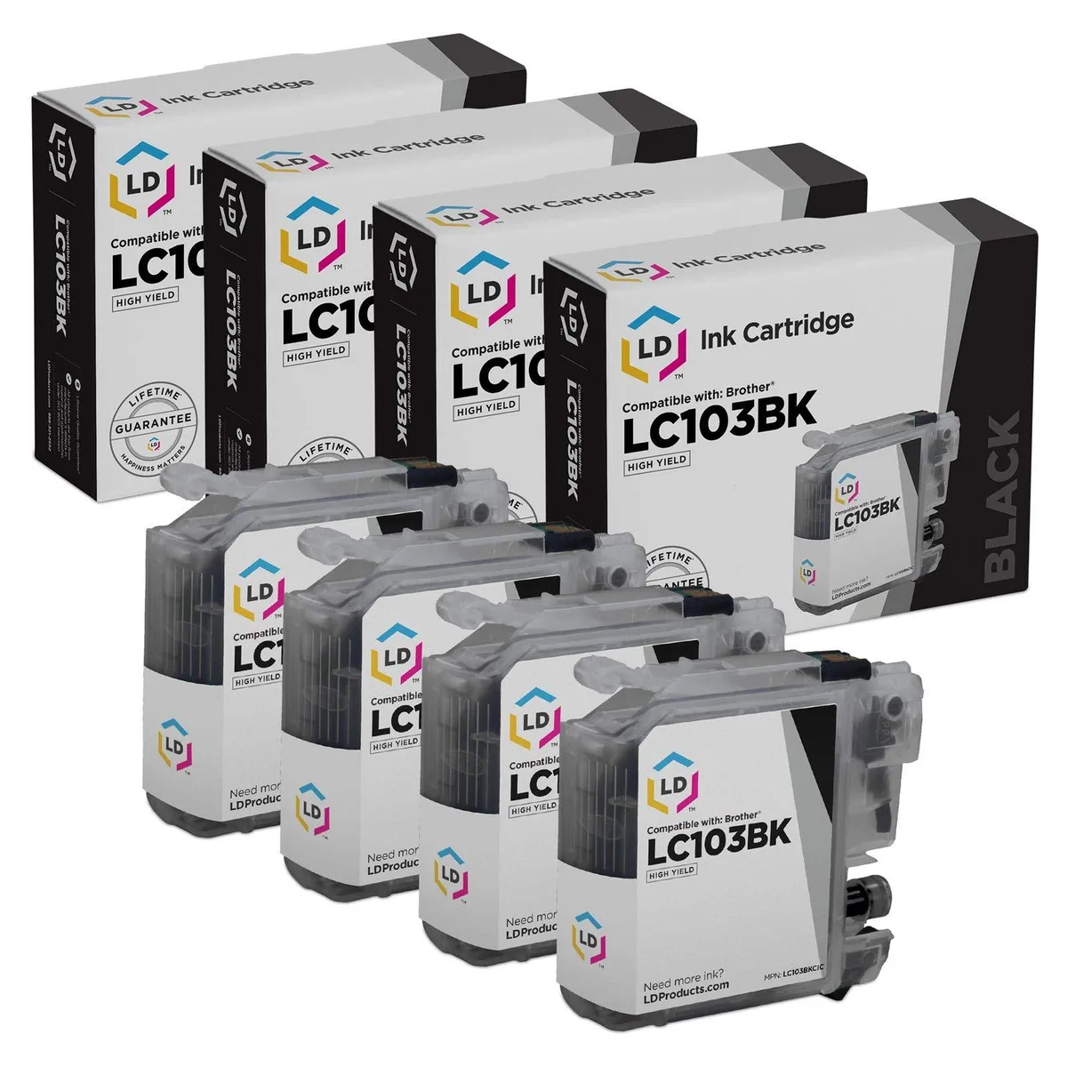 LD Products LD Products LC103BK High Yield Black Ink Cartridge 4-Pack — product photo