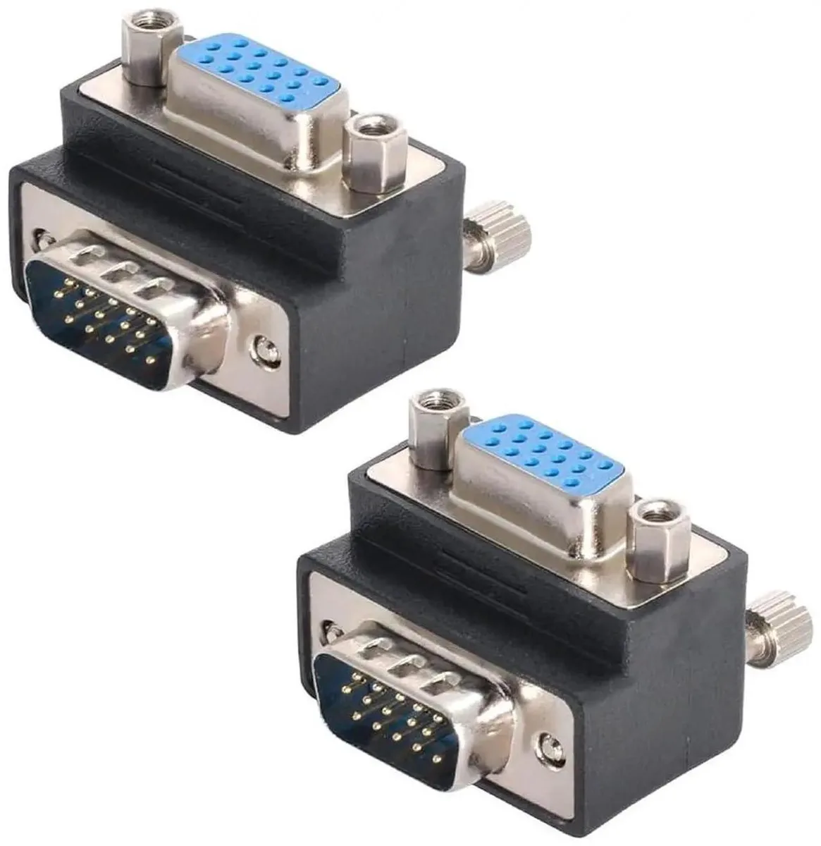 SMUGDESK SMUGDESK 90° Up Angled VGA Male to Female Adapter 2Pack 15Pin — product photo