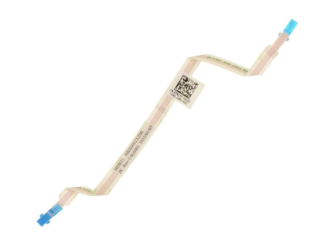Thin flat ribbon cable with small connectors on each end, light brown finish