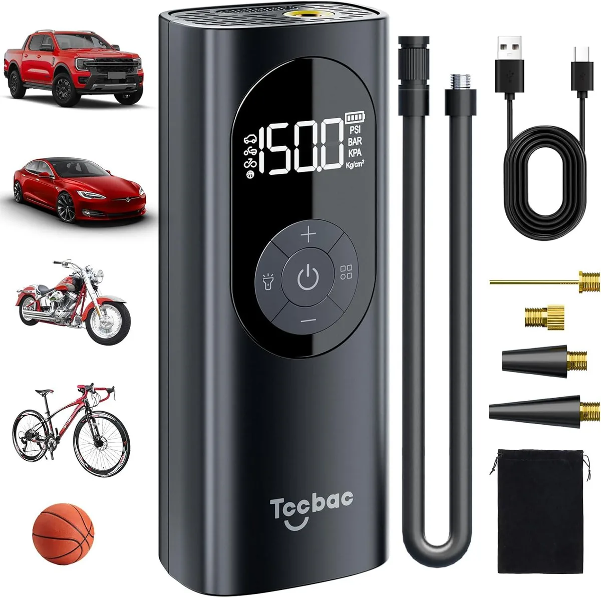WUQ WUQ Tire Inflator Portable Air Compressor 150 PSI car electronics accessory — product photo