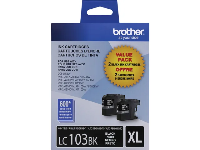 Brother Brother LC1032PKS Innobella High Yield Black Ink Cartridge 2 Pack 600 Pages — product photo