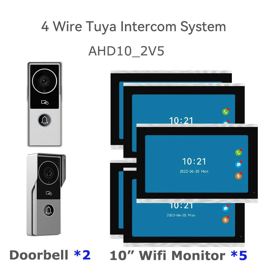 visiPower visiPower 10" 2MP 1080P Wired WiFi Video Doorbell Intercom 2 Door + 5 Monitor — product photo