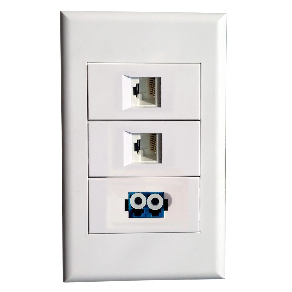 Roby Technology Co., Limited Roby Technology Co., Limited RJ45 + RJ11 + LC Duplex Wall Plate White 118 x 72 mm — product photo