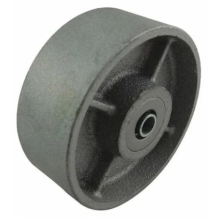 Four-inch cast iron caster wheel dark grey finish with roller bearing and spanner bushing