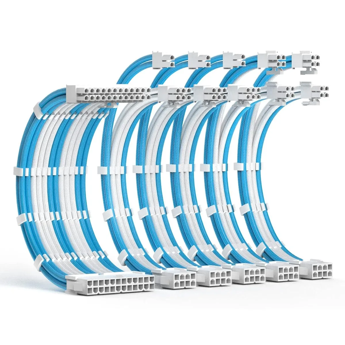 BUCIER BUCIER PSU Cable Extension Kit 30cm 1x24Pin 2x8Pin EPS 3x8Pin PCIe White Blue — product photo