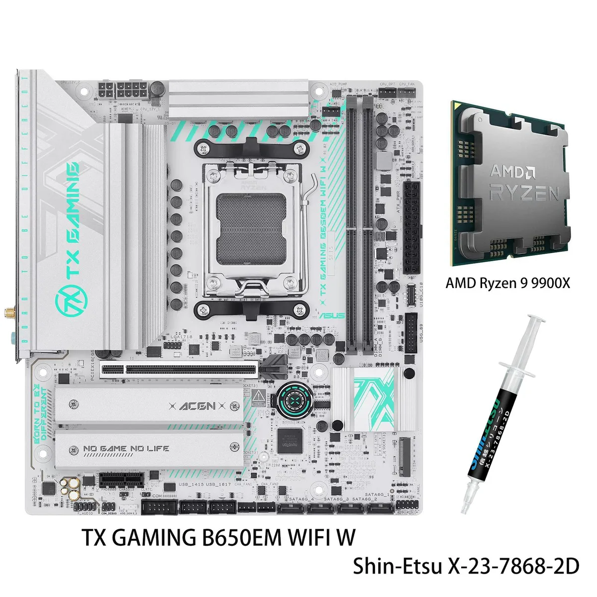 ASUS ASUS TX GAMING B650EM WIFI W AMD motherboard with Ryzen 9 9900X CPU — product photo
