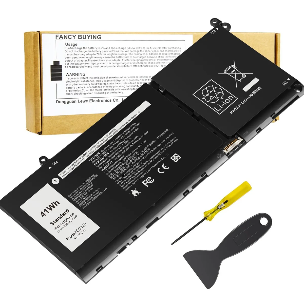  Dell G91J0 JGCCT N9XX 41Wh 11.25V 14 Plus 2-in-1 PG8YJ FH3K2 927N5 laptop battery — product photo