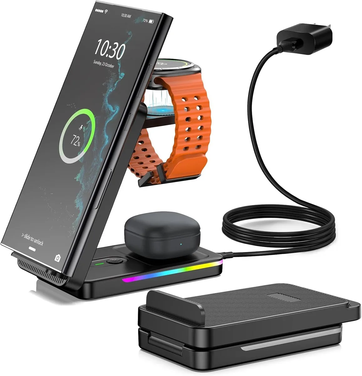 FLEANE FLEANE 3-in-1 Foldable Wireless Charger Black — product photo