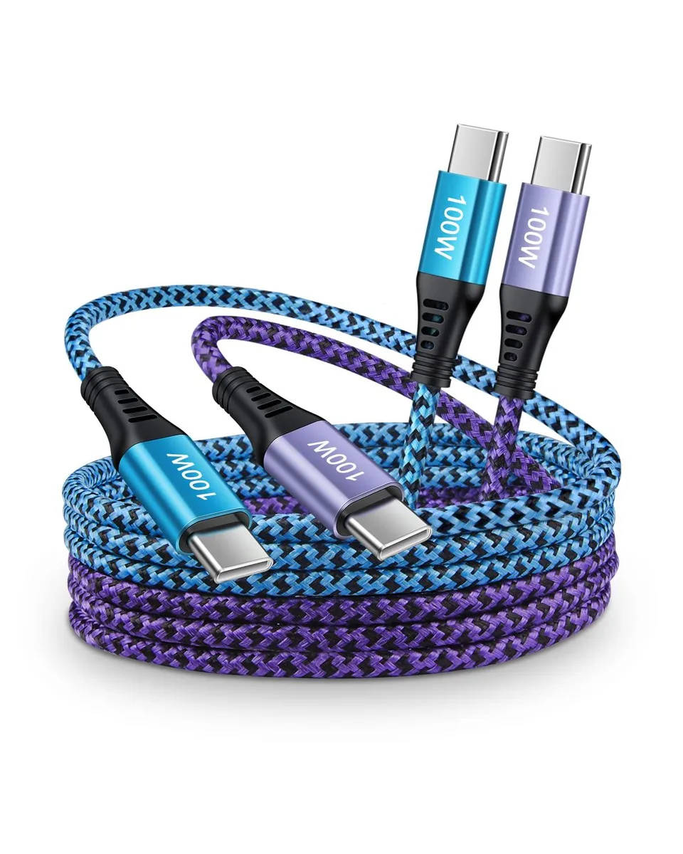  iSkin Samsung Gala USB-C Cable 100W 5A 72in Braided Blue 2Pack — product photo