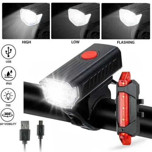  Unbranded Bike Light Set 400 lm USB Rechargeable White — product photo