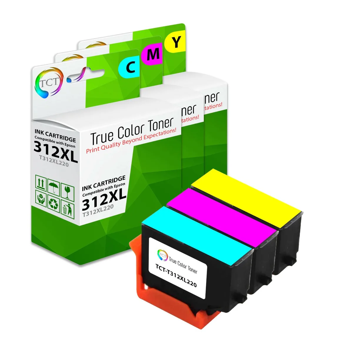 True Color Toner True Color Toner Epson 312XL High Yield 3 Pack Cyan Magenta Yellow 830 Pages — product photo