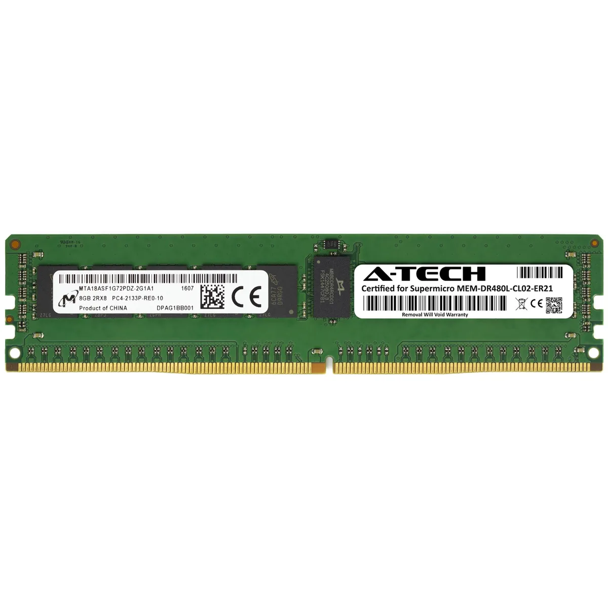 A-Tech A-Tech 8GB DDR4 2133MHz ECC RDIMM 2Rx8 CL15 1.20V Supermicro Certified — product photo