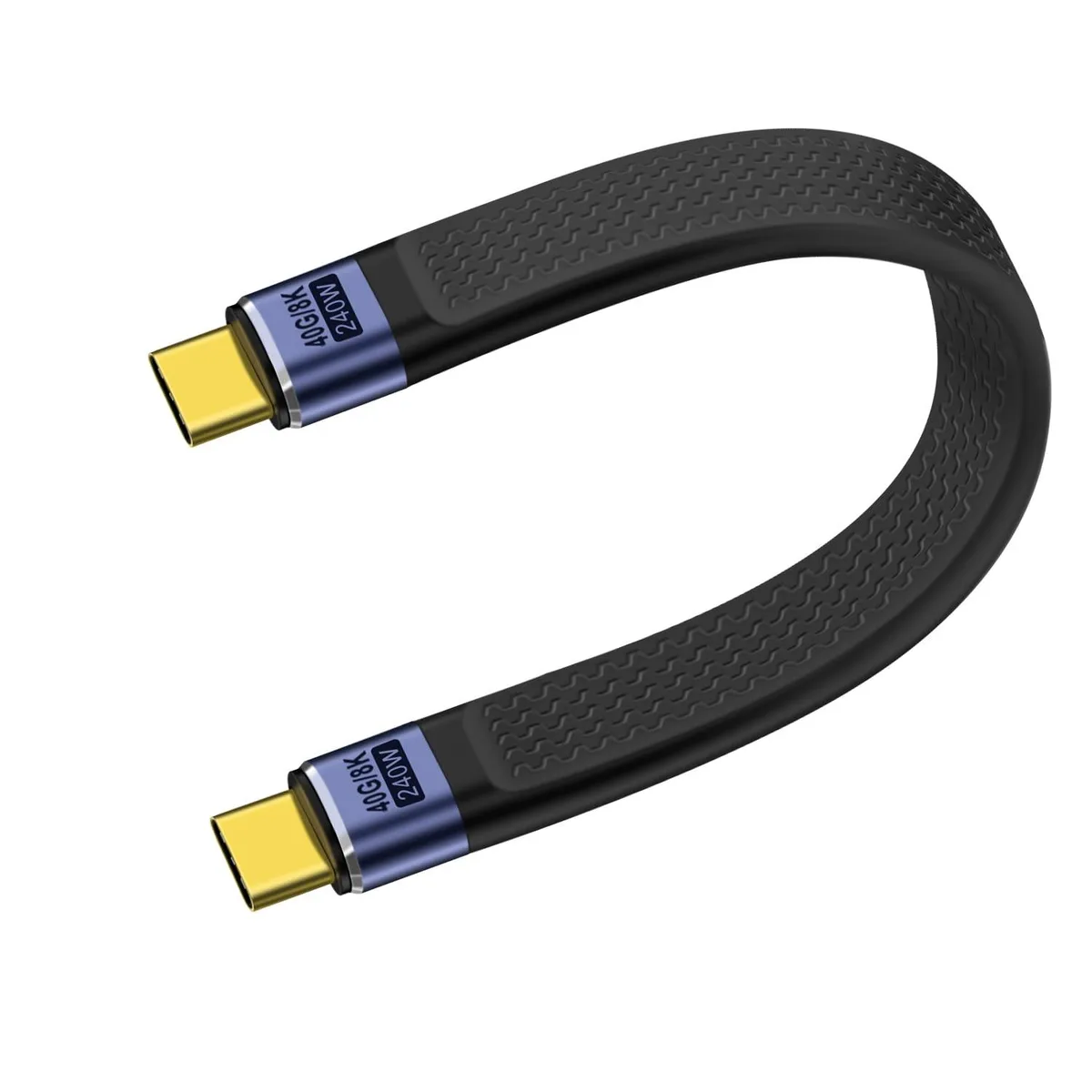 BUCIER BUCIER Short Flat USB C Cable 40Gbps Thunderbolt 4 240W 48V 5A 8K@60Hz 13 cm — product photo