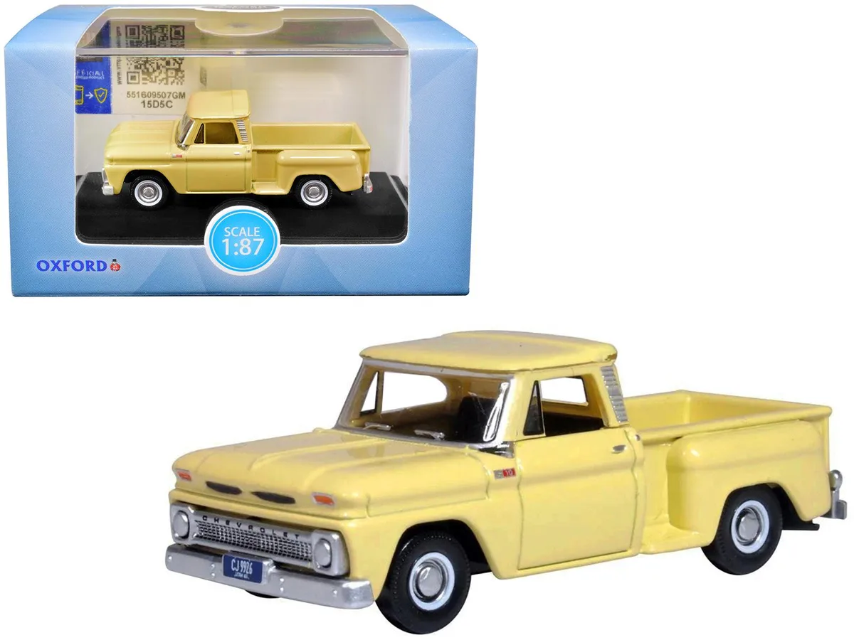 Oxford Diecast Oxford Diecast 1965 Chevrolet C10 Stepside Pickup Yellow 1/87 HO Scale hobby collectible — product photo