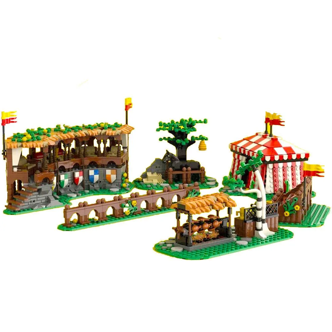 ZITIANYOUBUILD ZITIANYOUBUILD Grandstand Wooden Stand Tent Tournament Fence 1882 Pieces MOC — product photo