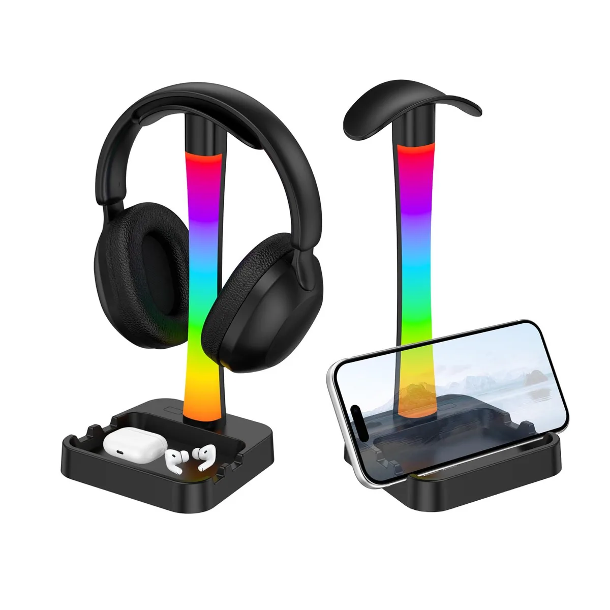  Tascaquin D15 Headphone Stand Charger RGB 10 Modes Black — product photo