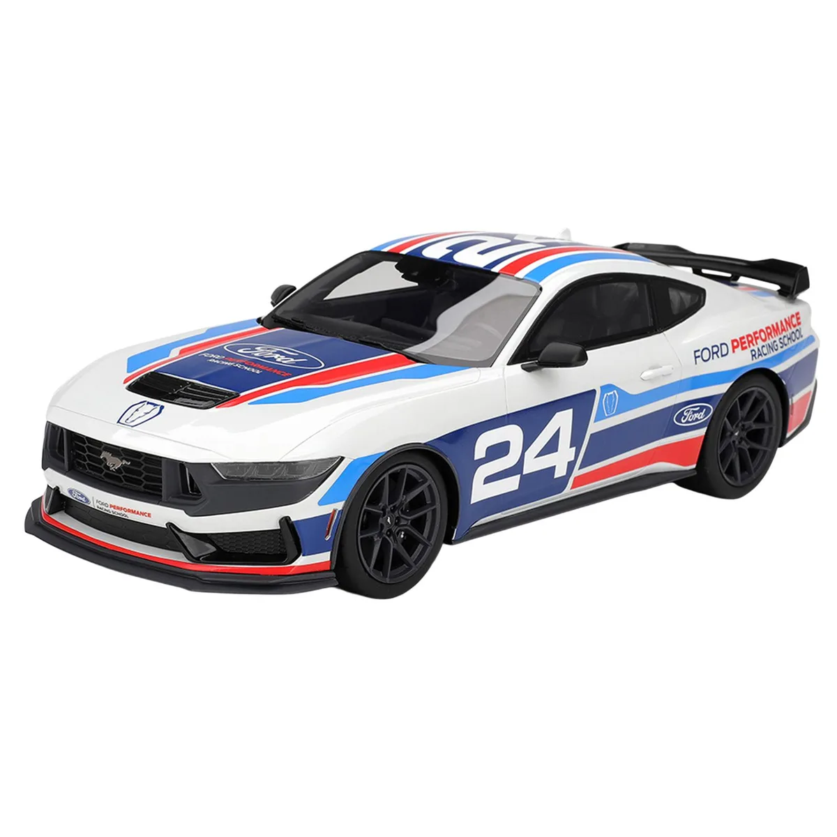 Top Speed Top Speed Ford Mustang Dark Horse #24 Ford Performance Racing School White 1/18 Resin Model Car — product photo