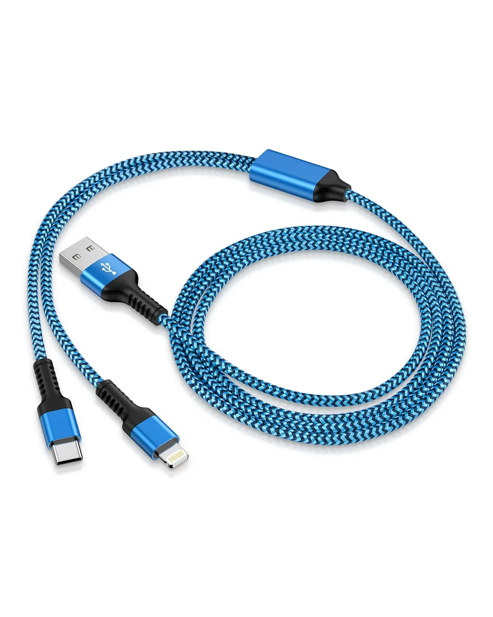  Honor Samsung Gala 2-in-1 USB-C &amp; Lightning Cable 4ft Blue 15W — product photo