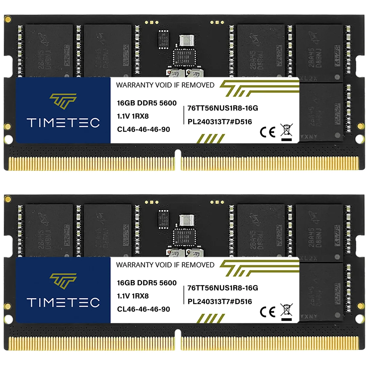 Timetec Timetec 32GB (2×16GB) DDR5 5600MHz CL46 SODIMM Laptop RAM — product photo