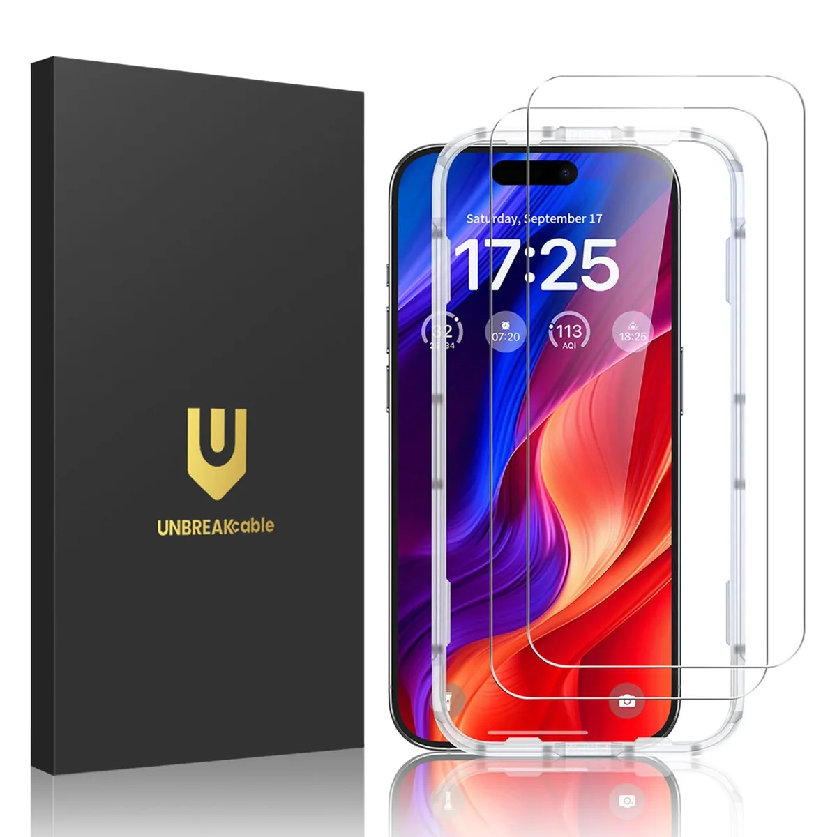  UNBREAKcable 2-Pack Screen Protector for iPhone 16 6.1 inch Tempered Glass cell phones - unlocked — product photo