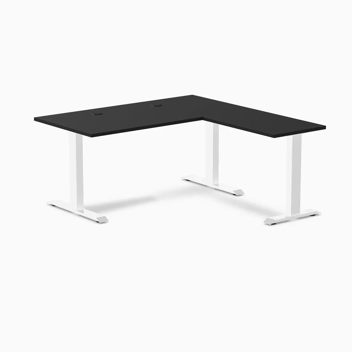 Desky Desky Zero Laminate L-Shape Desk Black/White 59 x 29.5 x 61 x 19.7 in with Grommets — product photo