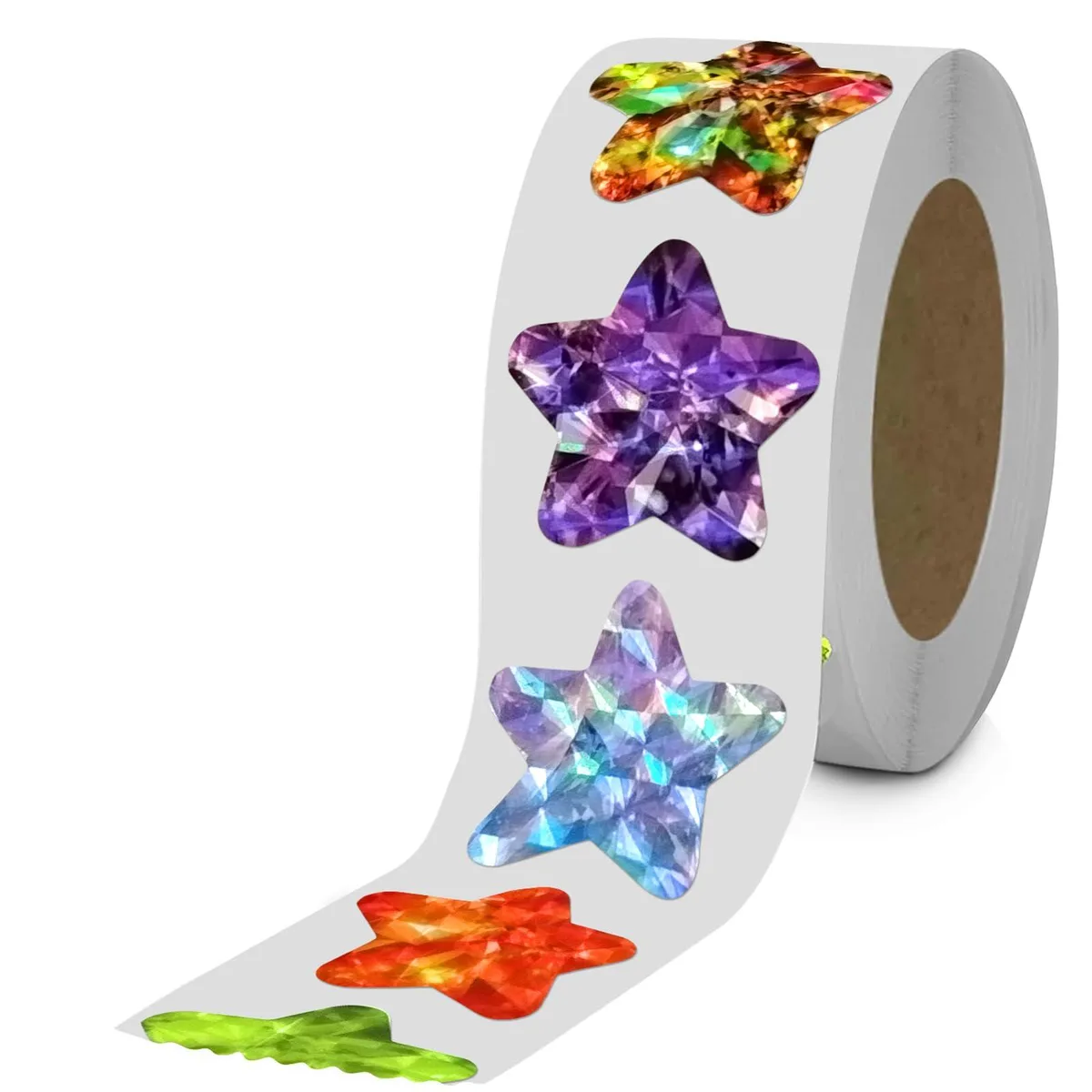 Roll of 700 one-inch star stickers in eight foil colours, 3.15-inch diameter