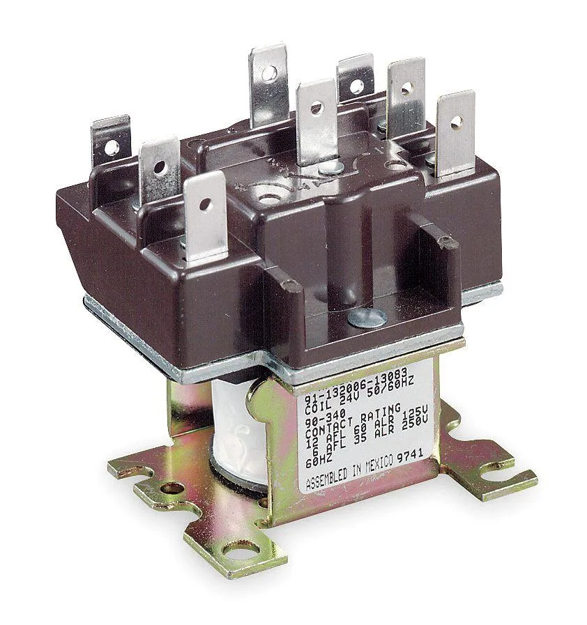 White rectangular relay with six quick-connect pins and semi-enclosed housing