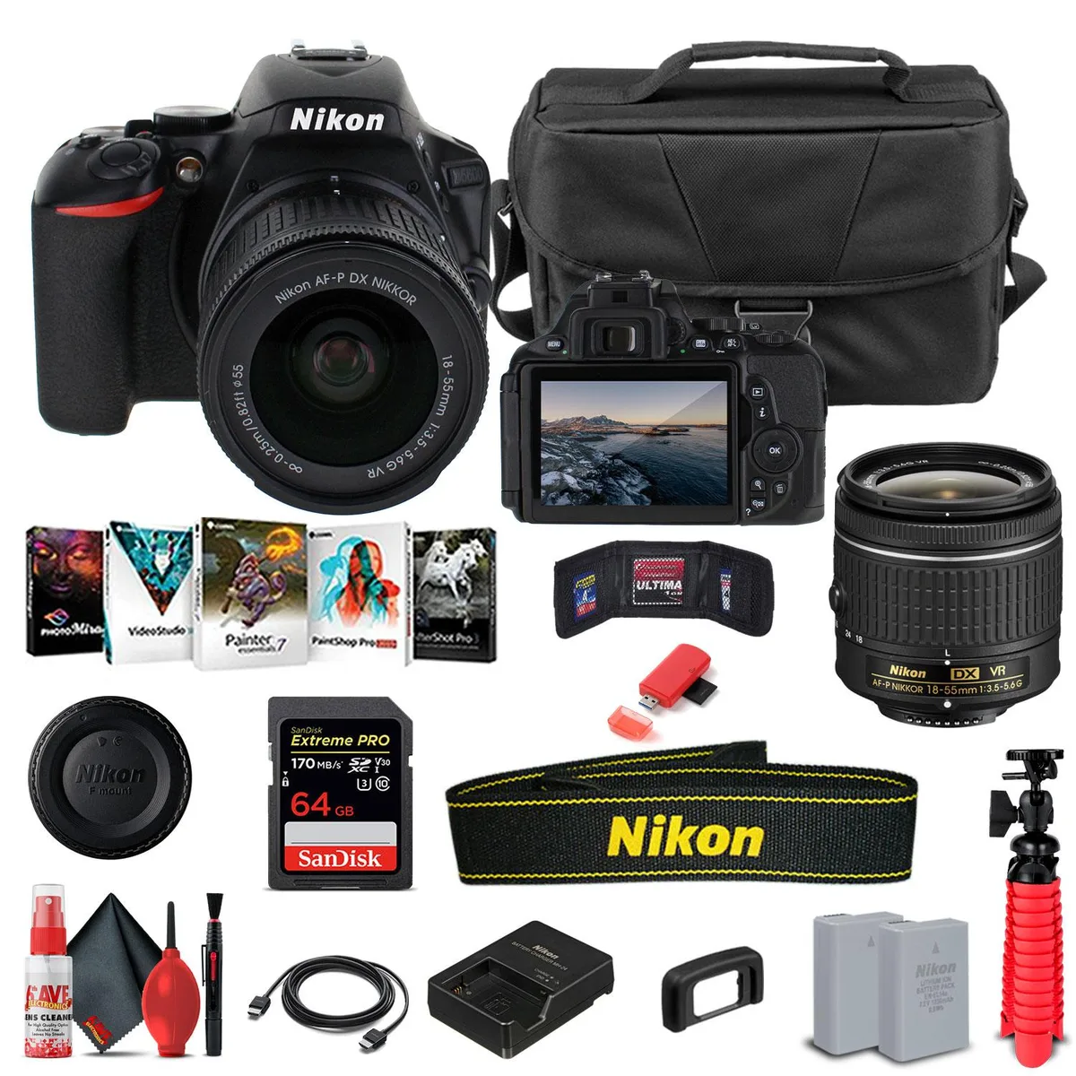 Nikon Inc Nikon D5600 DSLR Camera with 18-55mm Lens 1576 - Basic Bundle — product photo