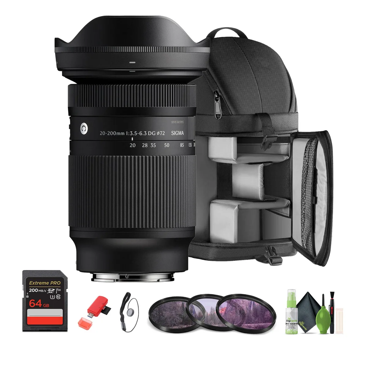 SIGMA SIGMA 20-200mm f/3.5-6.3 DG DN Contemporary Sony E Bundle 1 camera lens — product photo