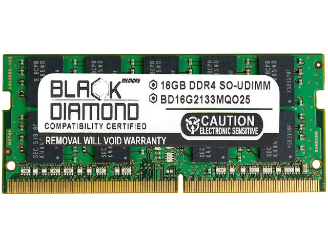 Black Diamond Memory Black Diamond Memory BD16G2133MQO25 16GB DDR4 2133 ECC Unbuffered SO-DIMM server RAM — product photo