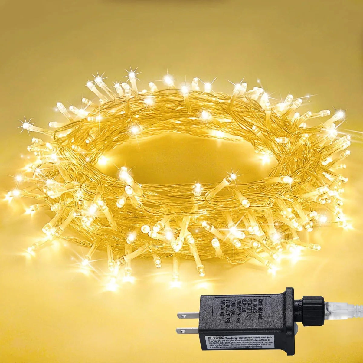 Red LED string lights on blue wire, 33ft, 100 bulbs, IP44 rated