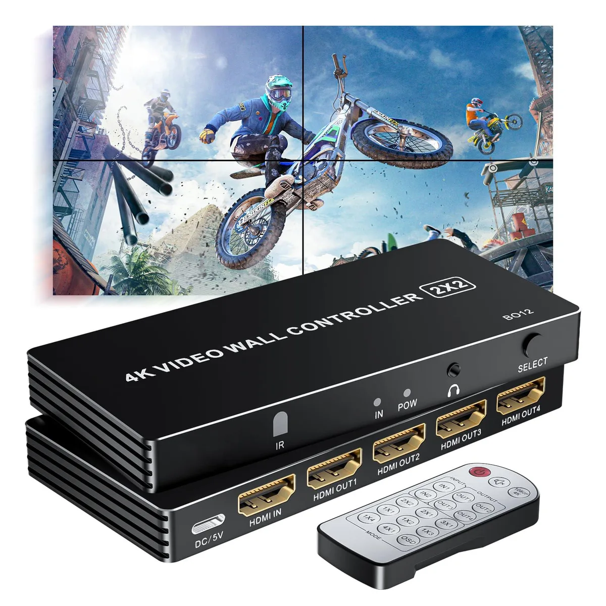 Vszerda Vszerda 4K HDMI Video Wall Controller 1x4 with 180° Rotate and 3.5mm Audio Extractor — product photo