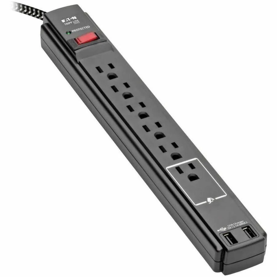 Tripp Lite Tripp Lite TLP610BUAM surge protector 6-outlet 2 USB 2.4A 10ft antimicrobial — product photo