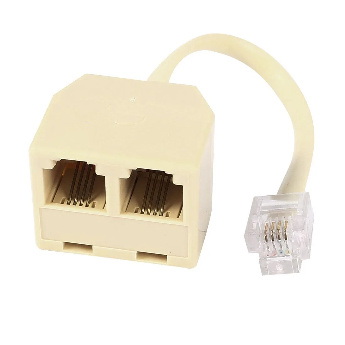 Global Bargains Global Bargains RJ11 6P4C Male to Dual Female Adapter Beige 13cm — product photo