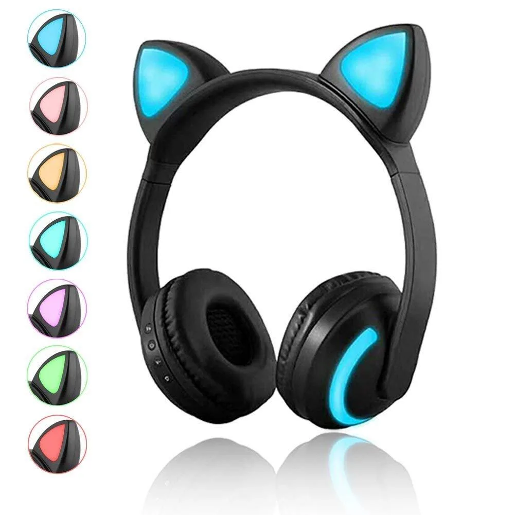  Luckyu Cat Ear Bluetooth 4.2 Headphones Black 3.5mm 10m 3h 105dB 32Ω 20000Hz .75lb — product photo
