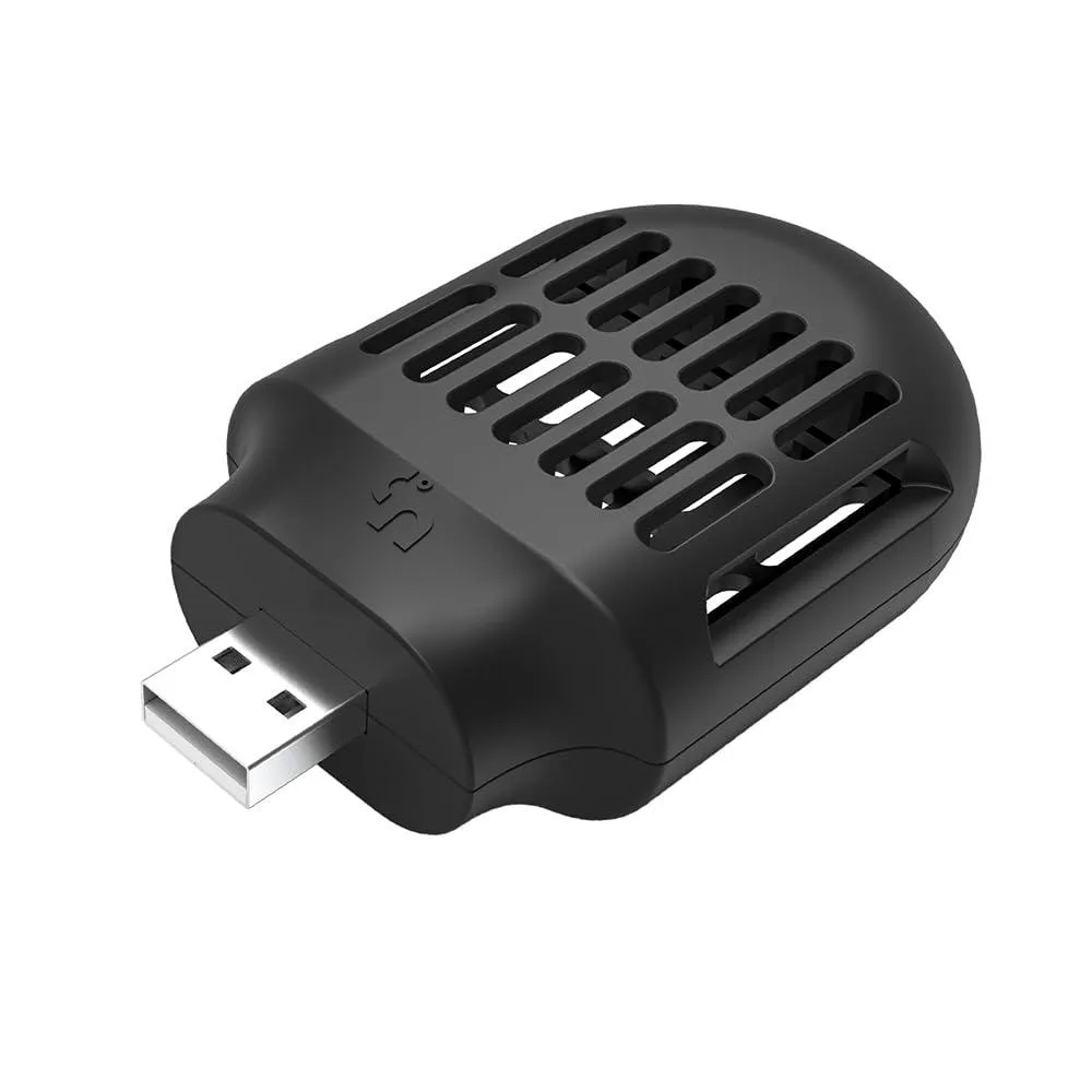 Compact USB-powered mosquito repeller with vented heat-dissipation holes, matte finish