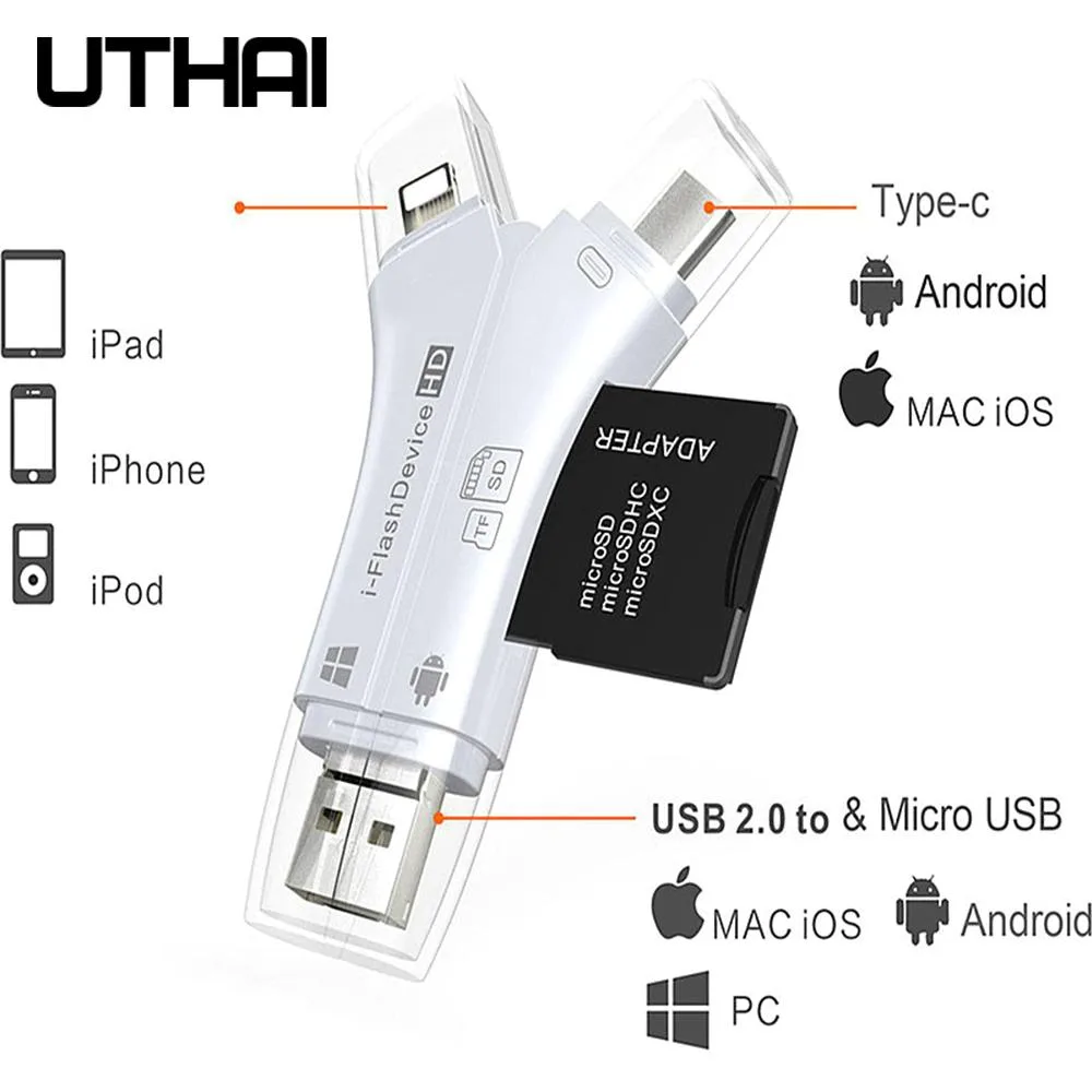 Hetai Tech Hetai Tech C11 Lightning 4-in-1 Card Reader USB 3.0 — product photo