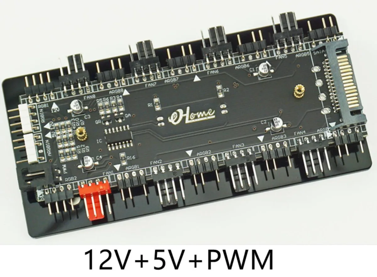 Corn Electronics Corn Electronics 8×5V 3Pin ARGB + 2×12V 4Pin RGB + 8×4Pin PWM Fan Hub — product photo