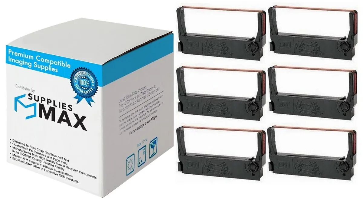 SuppliesMax SuppliesMax 52119002 printer ribbon 6-pack black/red — product photo