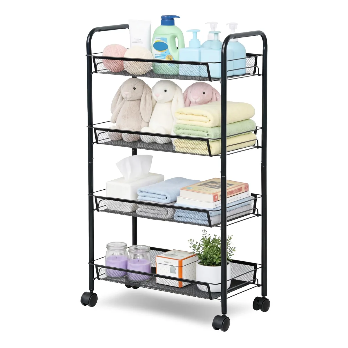  LOFTEY KSC01 4-Tier Rolling Cart 17.3" x 10.2" x 33" Black — product photo