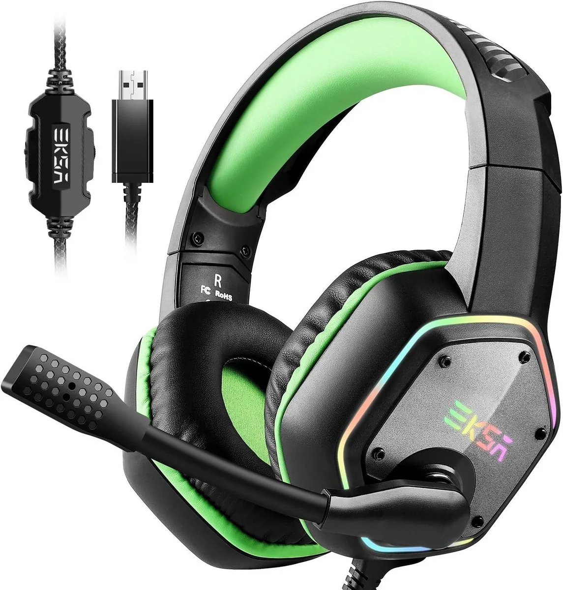 BFKK BFKK E1000 Gaming Headset Green 7.1 50mm 2.2m — product photo