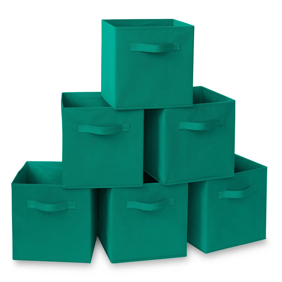 Casafield Casafield Set of 6 Collapsible Fabric Cube Storage Bins, Teal, 10.5" x 10.5" x 11 — product photo