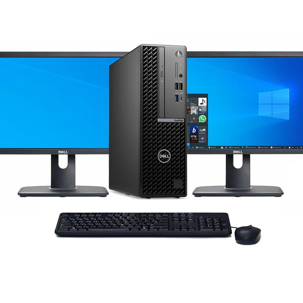 DELL DELL OptiPlex 9800 SFF desktop PC i5-6500 3.2GHz 8GB 256GB SSD Win 11 22" dual monitors — product photo