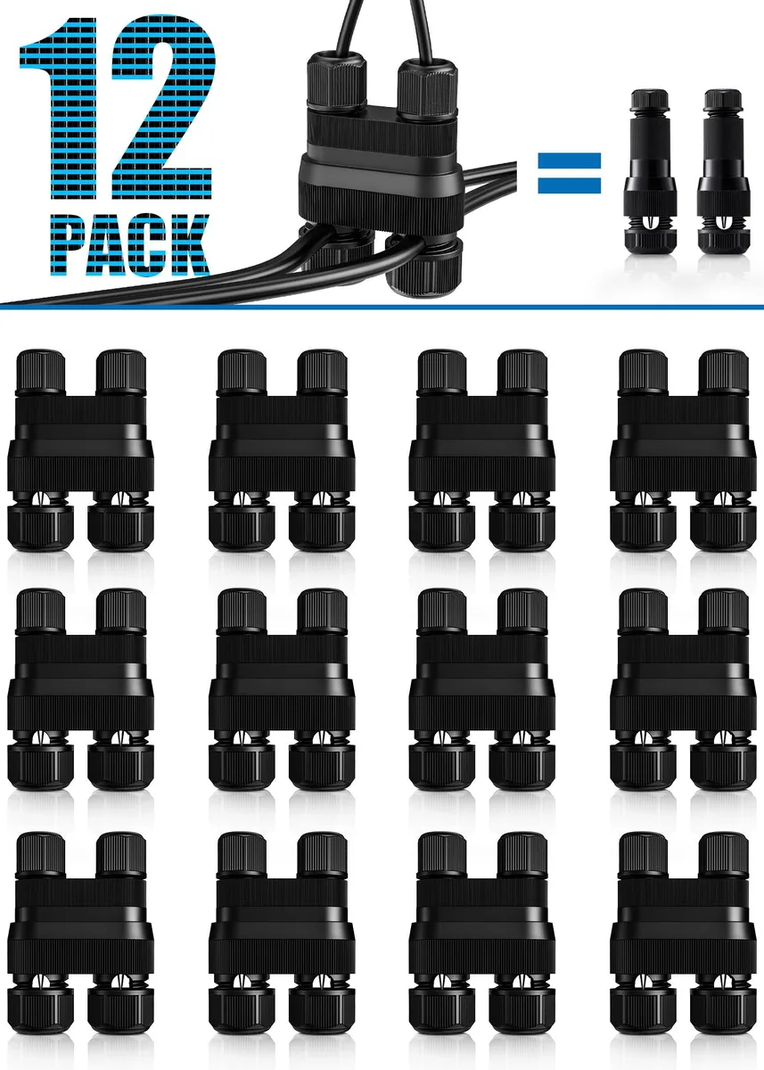  SUNVIE Fastlock2 Low Voltage Landscape Wire Connector 12-18 AWG Black 12 Pack — product photo